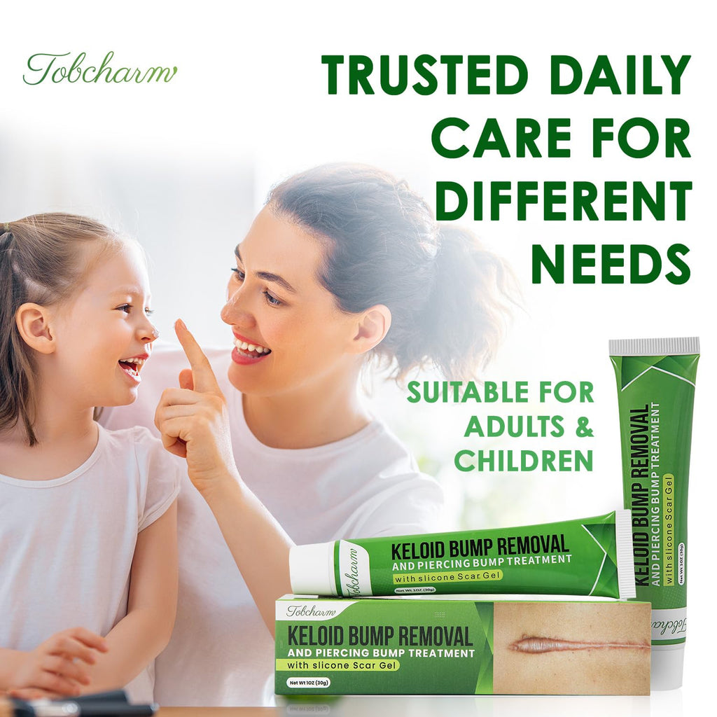 Tobcharm Advanced Keloid Scar Care Gel, Silicone Gel for Appearance of Keloid Scars & Skin Marks, Scar Smoothing Gel for Ears, Face & Body, 2-Pack (2×30g)