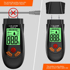 Wood Moisture Meter, with battery and LCD display, suitable for quick determination of moisture content of many types of logs, paper, plywood, plaster walls, floor coverings, etc.