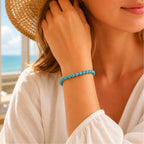 Sheplus 925 Sterling Silver Genuine Turquoise Beaded Bracelet for Women