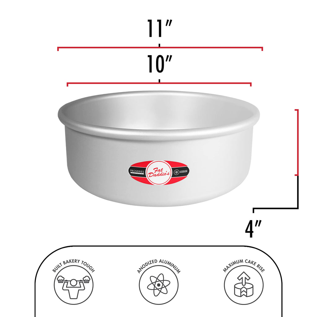 Fat Daddio's PRD-104 Round Cake Pan, 10 x 4 Inch, Silver