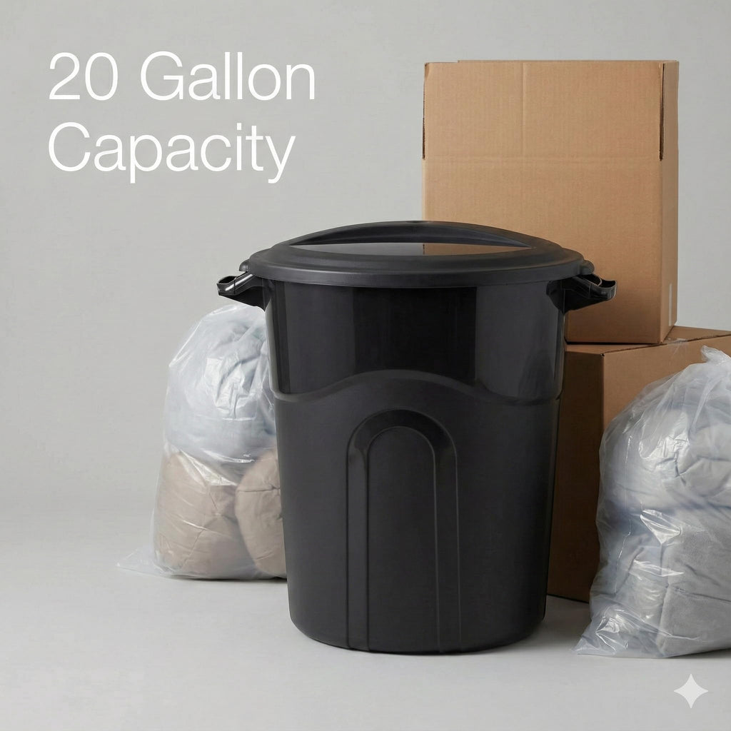 20 Gallon Heavy Duty Trash Can with Secure Click-Lock Lid – Durable All-Weather Plastic Garbage Bin for Outdoor Patio, Garage, Kitchen & Commercial Use – Black Utility Container
