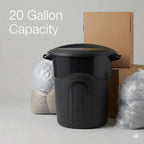 20 Gallon Heavy Duty Trash Can with Secure Click-Lock Lid – Durable All-Weather Plastic Garbage Bin for Outdoor Patio, Garage, Kitchen & Commercial Use – Black Utility Container