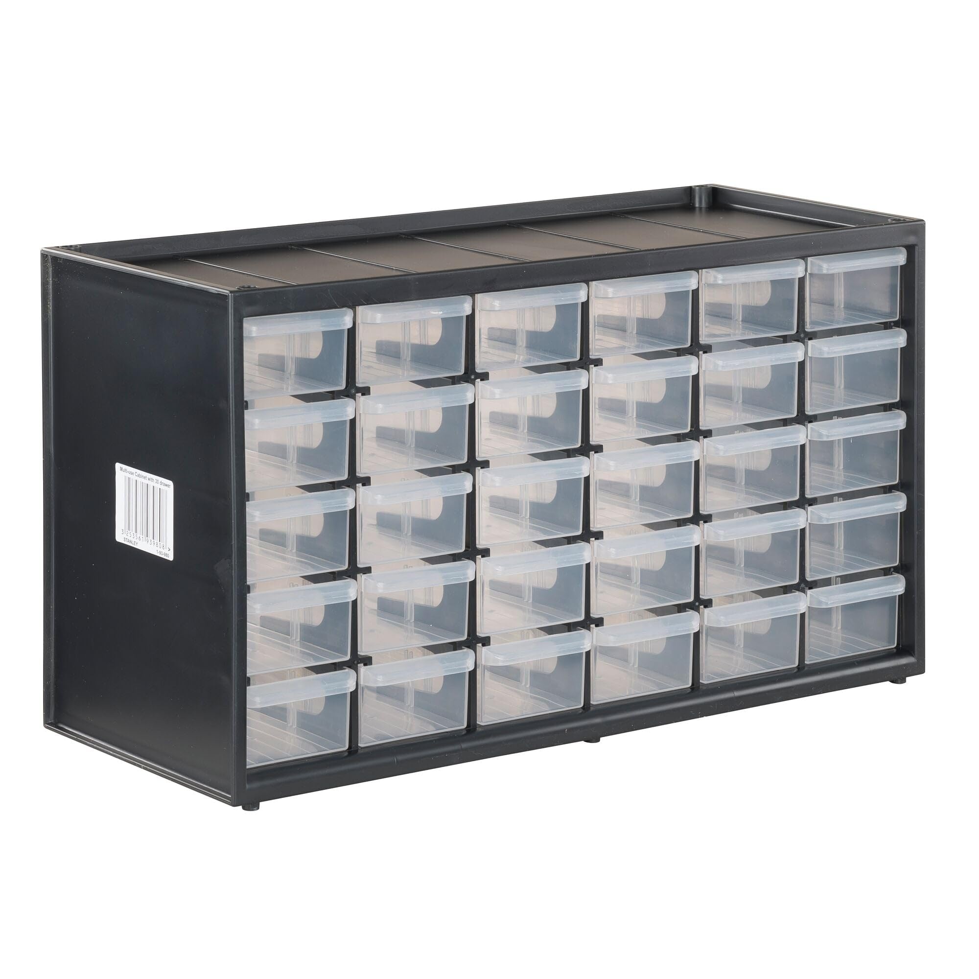 CRAFTSMAN Storage Organizer, 30 Small Drawer Modular Storage System, Easily Stackable, Plastic, Black, White (CMST40730)