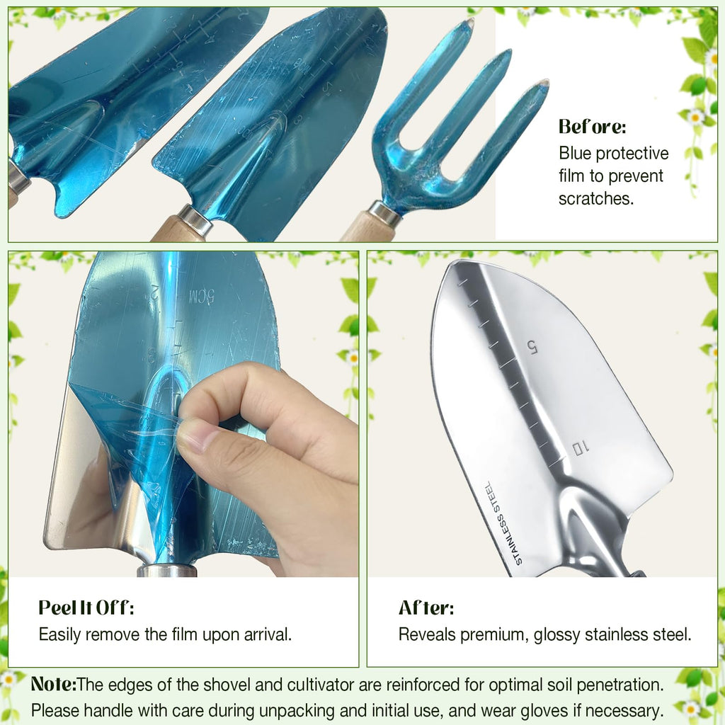 Garden Tools 9 Pcs Heavy Duty Gardening Tool Set Green Tote Bag Men Women