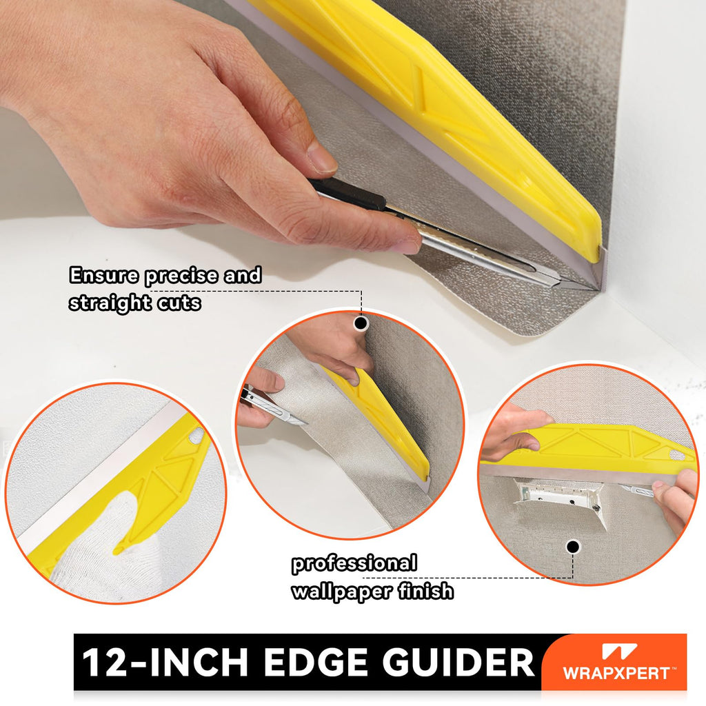 WRAPXPERT Peel and Stick Wallpaper Tools,Wallpaper Smoothing Tool Kit with Smoother,Edge Guider,Paste Brush for Backsplash Tile,Contact Paper