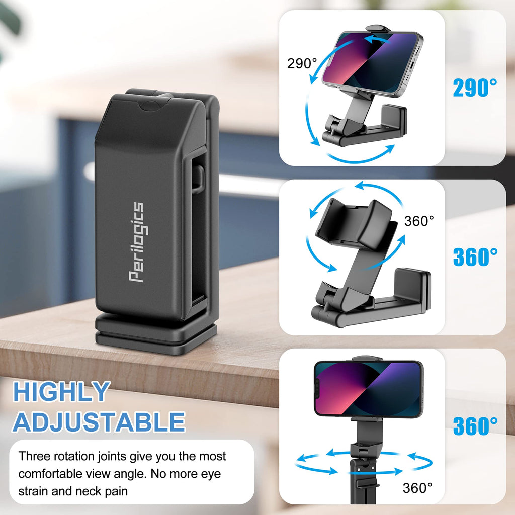 Perilogics Airplane Phone Holder Mount Universal in Flight Hands Free Viewing with Multi-Directional Dual 360 Degree Rotation (Black/Black)