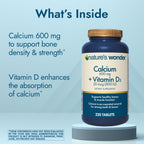 Nature's Wonder Calcium 600 mg with Vitamin D3 20 mcg for Bone Health, 220 Tablets (Pack of 2)