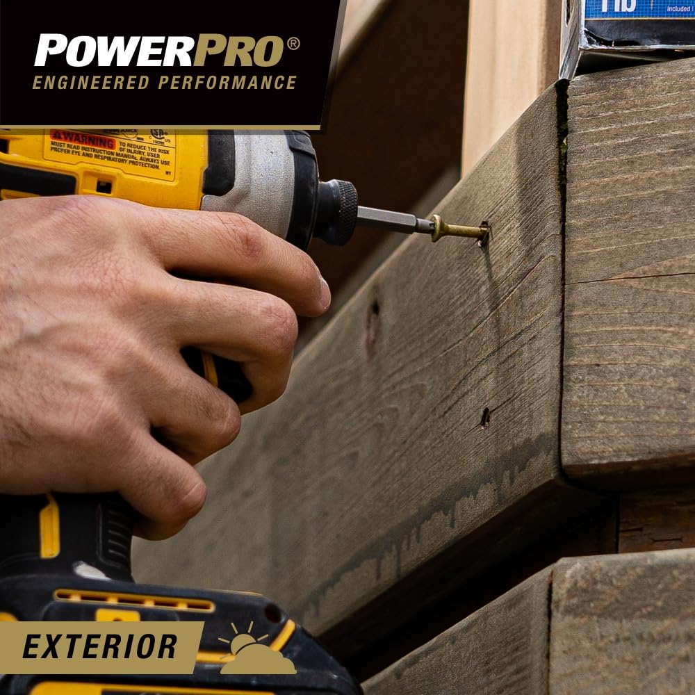 Power Pro Premium Exterior Wood Screws, #10 x 3-1/2" Inch All-Purpose Deck Screws for Outdoor Projects, T-25 Star Bit Included, Bronze, 1000 Pieces | 967781V4