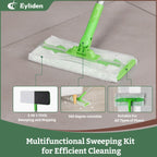 Eyliden Sweeper Mop with 36 Refills - 3 Types of Disposable Dry & Wet Cloths | Lock-Tight Design No Lost Pads, Universal Refills, Multi-Surface Sweeping Starter Kit for Pet Hair, Dust, Floor Cleaning