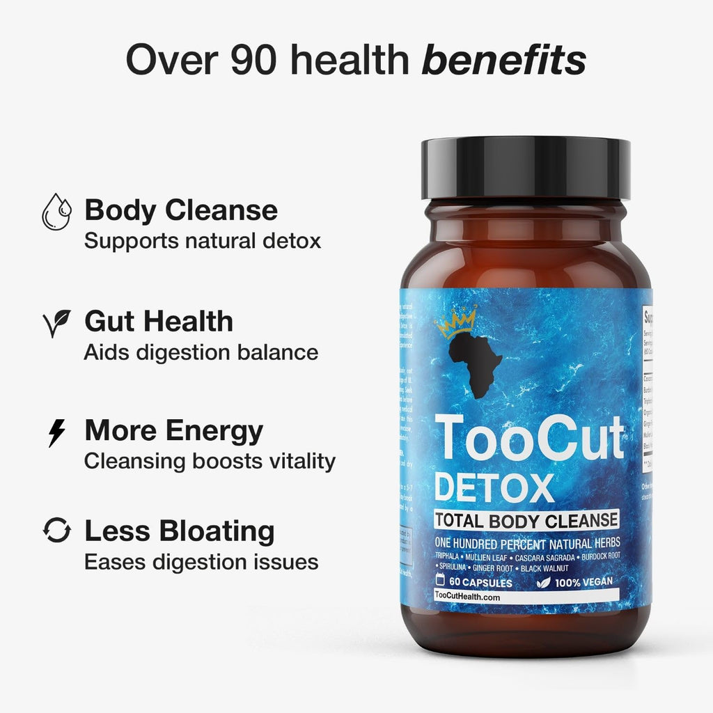 TooCut Detox - Body Detox Supplement for Digestive Support, Gut Health & Natural Cleansing - Helps Reduce Bloating & Supports Energy - 7 Herbal Ingredient Plant-Based Formula - 60 Vegan Capsules