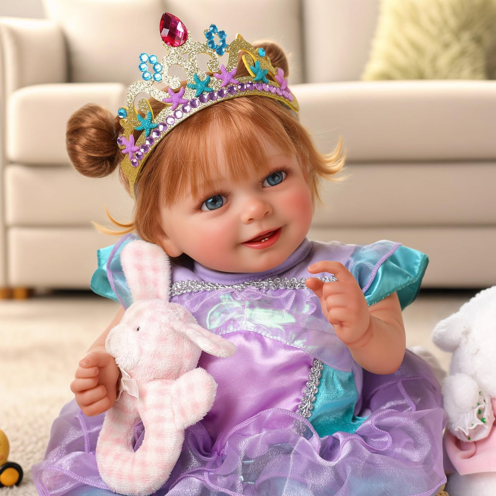 BABESIDE Lifelike Reborn Baby Dolls Dara - 18 Inch Realistic-Newborn Baby Doll Brown Hair Girl Handmade Real Life Toddler Dolls with Clothes and Toy Accessories Gift for Kids Age 3+