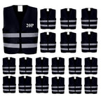 Lavori-AK Black Safety Vests 20 Pack - Reflective High Visibility Construction ANSI Class 2 Work Vests for Men,Woman,Hi Vis Mesh and Neon Silver Strip