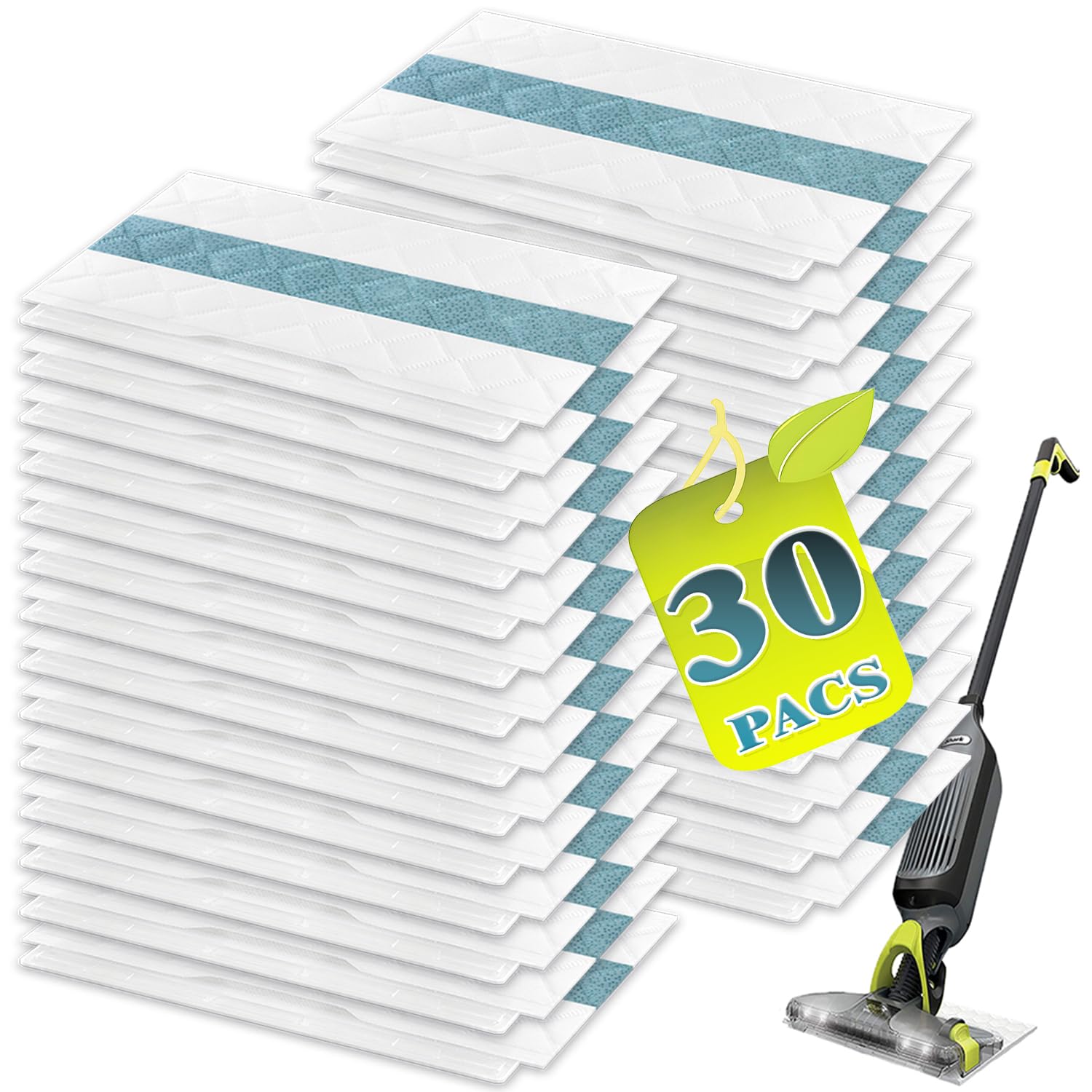 KVLZ Disposable Hard Floor Pad Refills, Compatible with Shark VACMOP Pro VM252 VM251 VM250 VM200 VC205 QM250 VM190 VM200P12 VMP30 for use on All Sealed Floors (30-PCS)