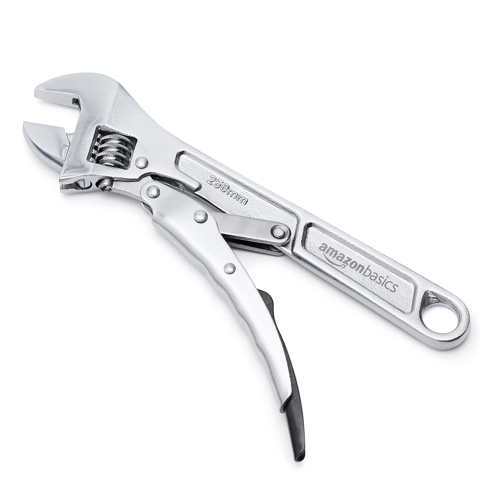 Amazon Basics 10 inch Locking Adjustable Wrench, Precision Machined, Rust Resistant, 2.7 inch x 0.75 inch