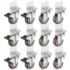 Nefish 2 Inch Side Mount Casters Wheels 12 Pack, L-Shaped Rubber Casters Wheels for Furniture, Plate Castors 2 X 4, Durable Heavy Duty Castor Wheels for Cabinet, Boxes, DIY, Desk, Table, Crib