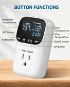 DEWENWILS Digital Temperature Controller, 2 Pack15A/1800W Thermostat Outlet Plug, VA Display Heating Cooling Control Timer, -40℉~210℉, Cyclic Timing/Countdown, for Greenhouse Incubator Homebrew