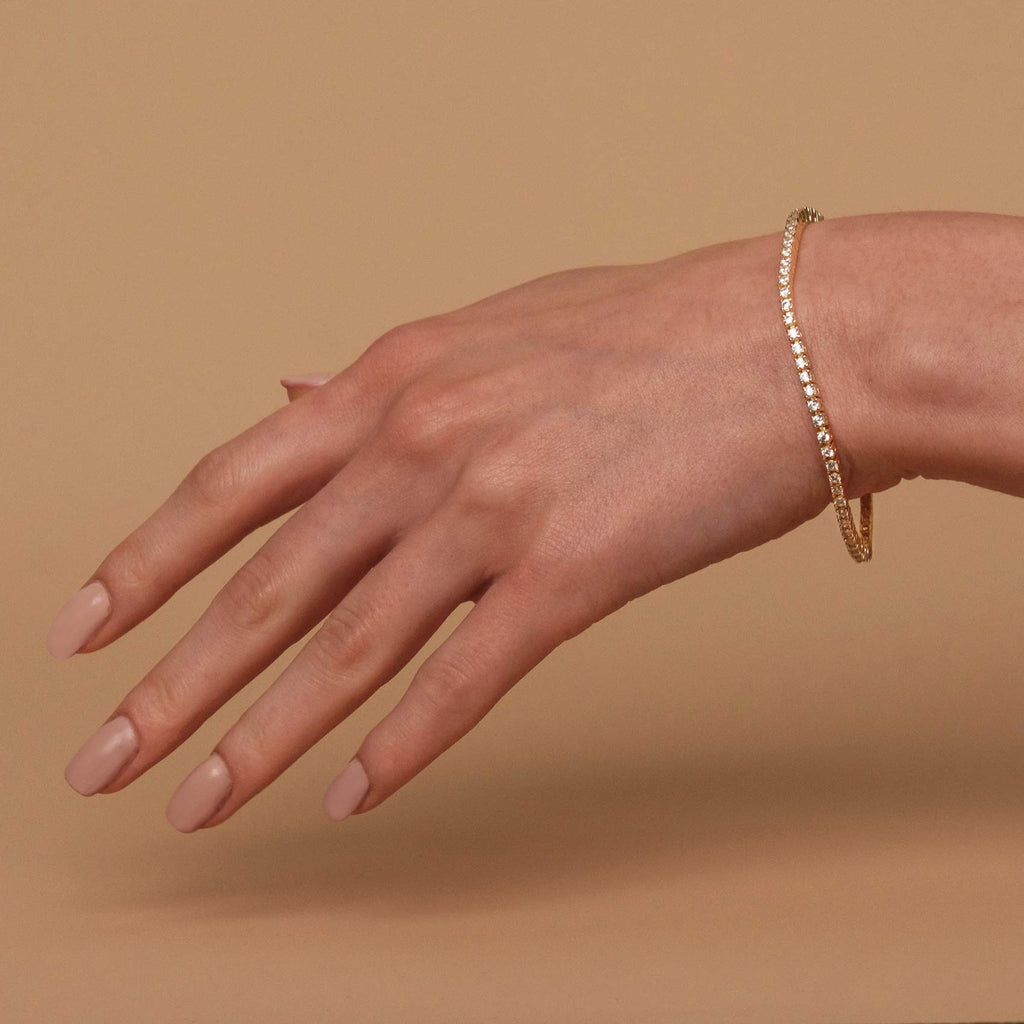 PAVOI CZ Classic Tennis Bracelet for Women, 14K Gold Plated, Yellow Gold