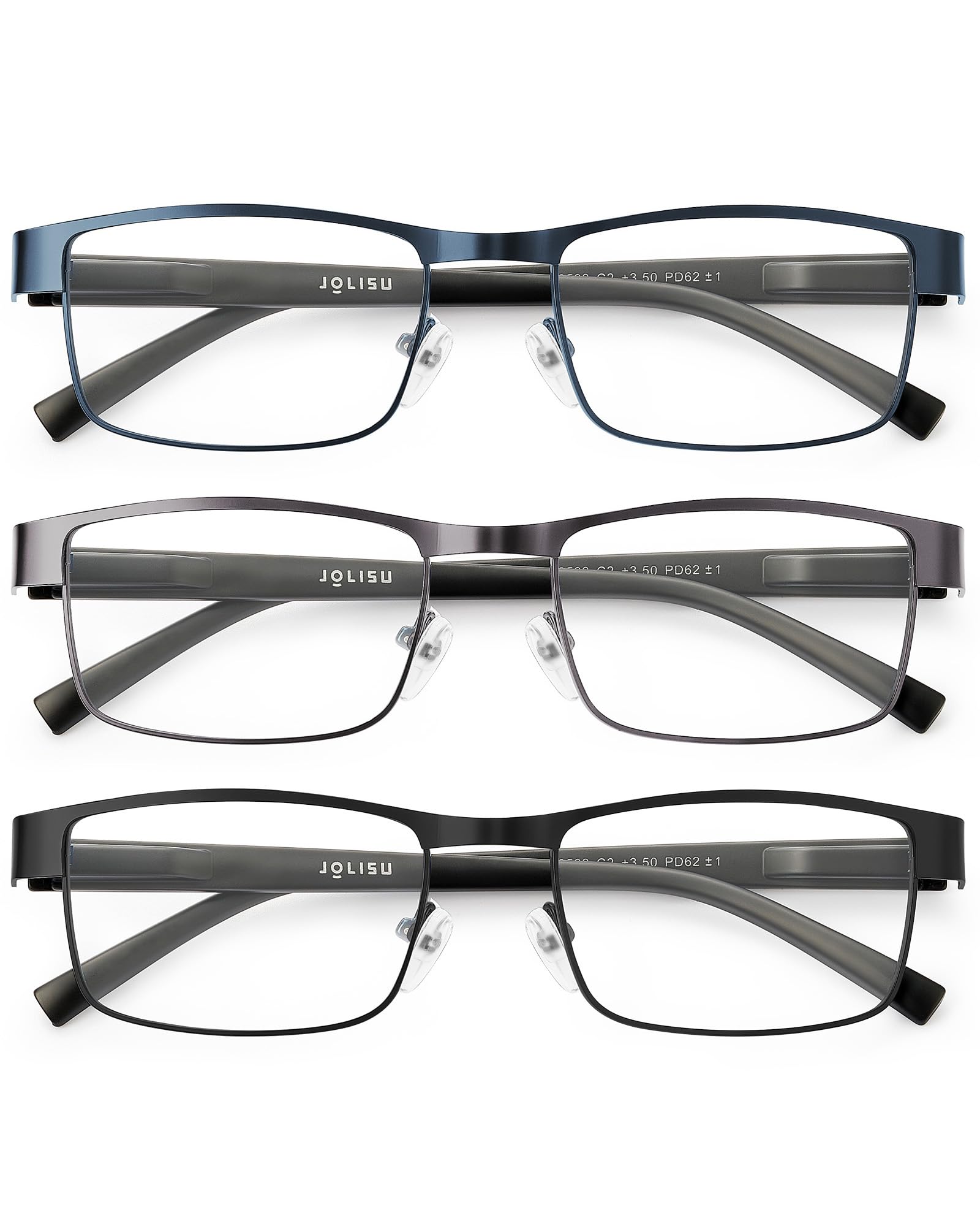 JOLISU 3PCS Blue Light Glasses Men - Bluelight Blocking Computer Metal Thin Frame For Mens/Women