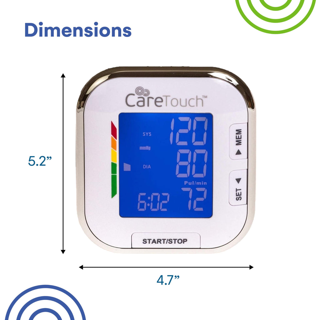 Care Touch Digital Wrist Blood Pressure Monitor for Adults Size 5.5-8.5" for Home Use, Automatic High Blood Pressure Machine with Batteries & Carrying Pouch