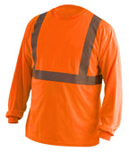 OccuNomix LUX-LSET2B-O4X Classic Standard Long Sleeve Wicking Birdseye T-Shirt with No Pocket, Class 2, 100% ANSI Wicking Polyester Birdseye, 4X-Large, Orange (High Visibility)