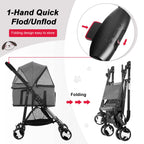 BestPet Pet Stroller Premium 3-in-1 Multifunction Dog Cat Jogger Stroller for Medium Small Dogs Cats with Folding Lightweight Travel & Detachable Carrier,Grey