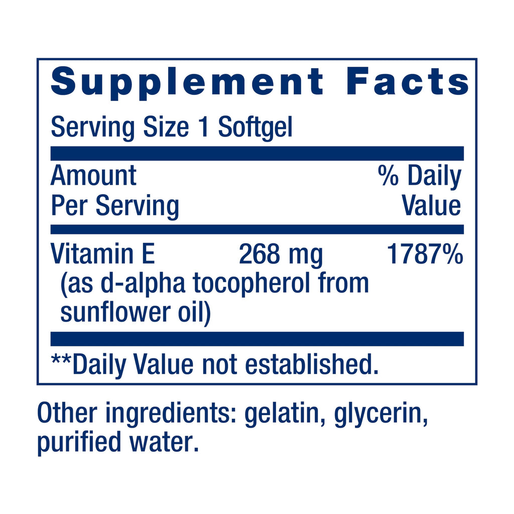 Life Extension Super Vitamin E,268 mg (400 IU),Non-Synthetic Vitamin E Supplement Promotes Whole-Body Health,Gluten-Free,Non-GMO,90 softgels,(Pack of 2)