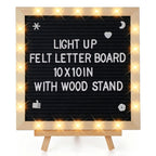 10"×10" Felt Letter Board with LED Lights & Stand for Halloween Party Decor