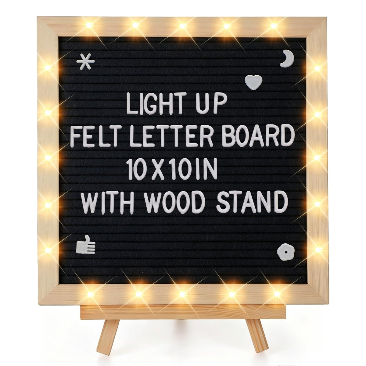 10"×10" Felt Letter Board with LED Lights & Stand for Halloween Party Decor