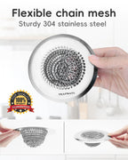 TRAPMATE 2 Pcs Kitchen Sink Drain Strainer, Stainless Steel Sink Strainer Basket with Easy Clean & Anti-Clog, Fits Garbage Disposal, Dishwasher Safe, Single & Double Bowl Sinks (Patented Product)