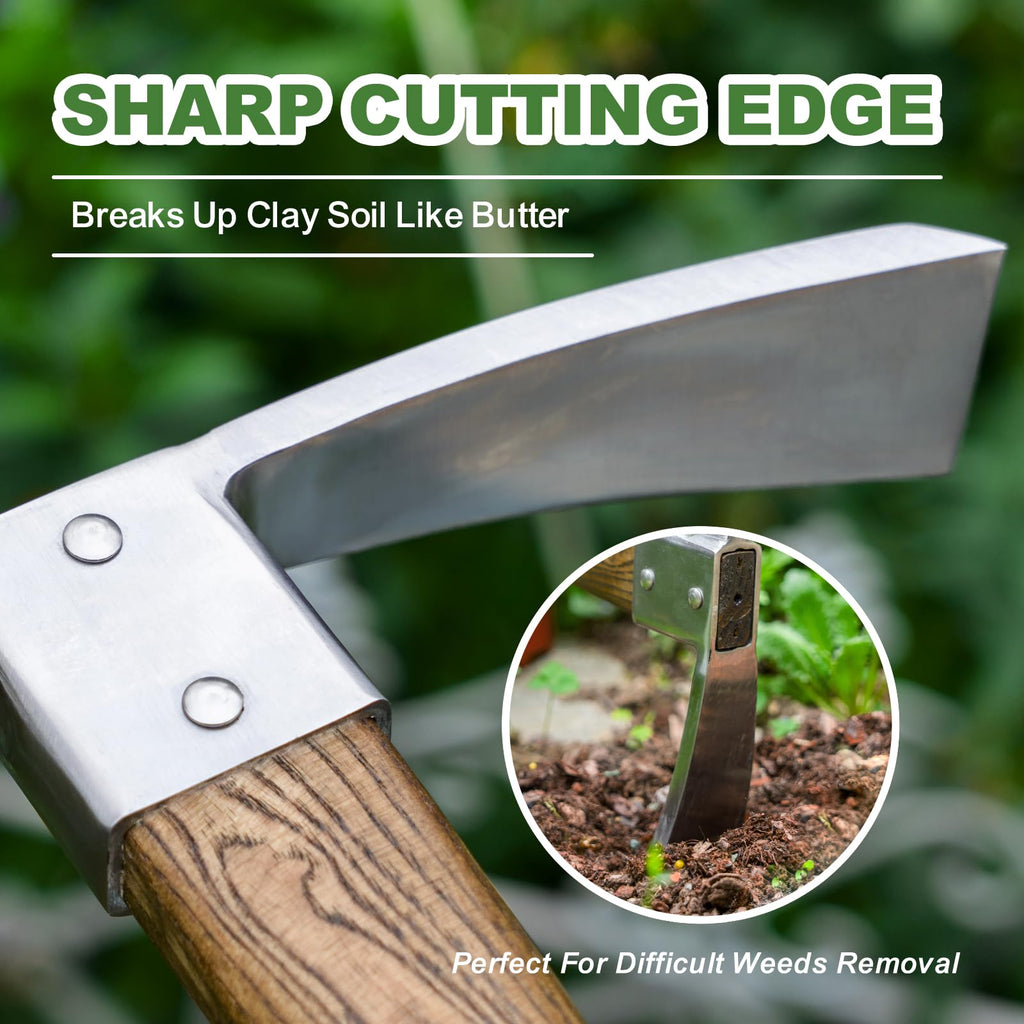 Haliaeetus Pick Axe, Stainless Steel Mattock, Garden Pick with Wood Handle