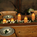 Homemory Amber Flickering Flameless Candles, Battery Operated Acrylic LED Pillar Candles with Remote Control and Timer, Fall Candles, Set of 5
