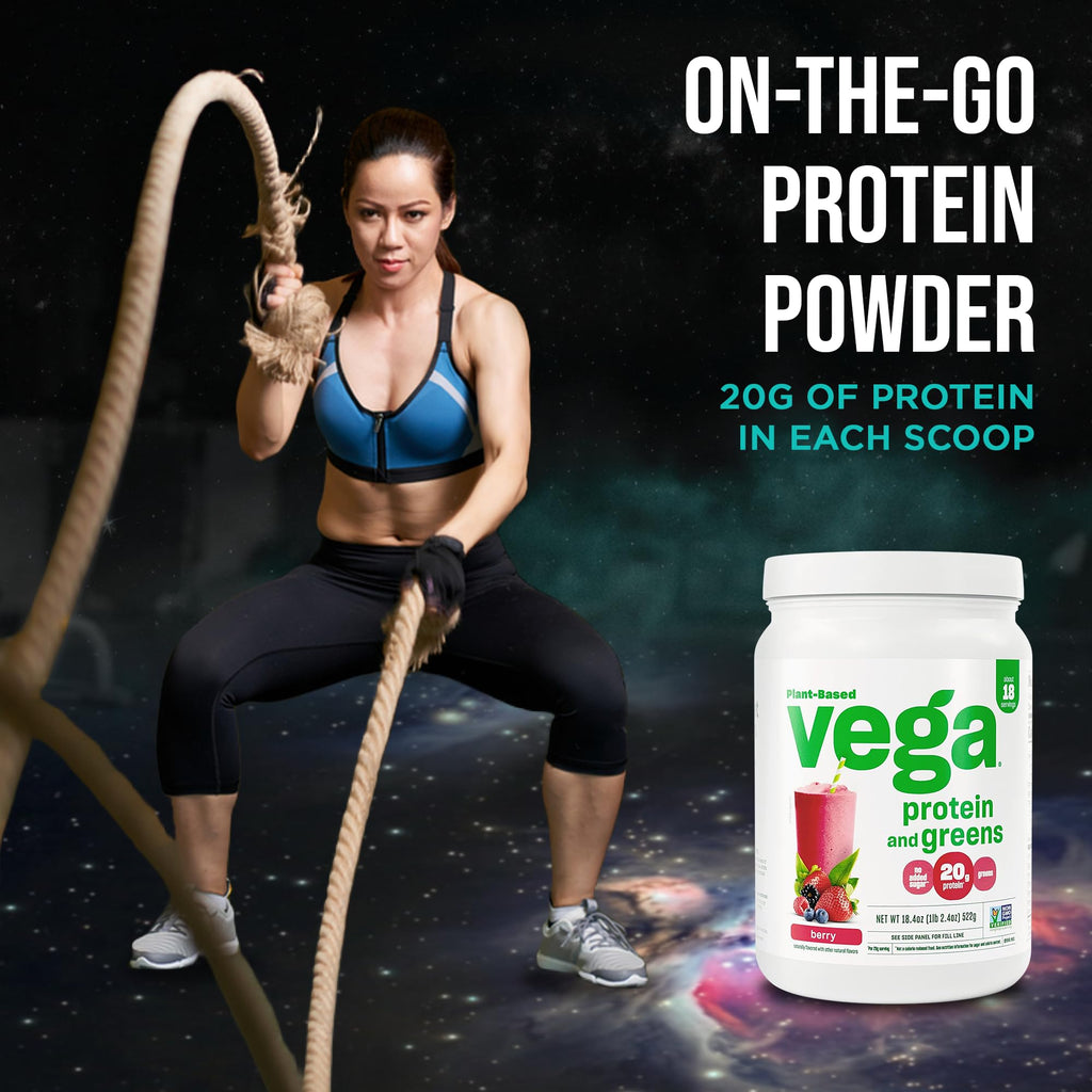 Vega Protein and Greens Protein Powder, Coconut Almond - 20g Plant Based Protein Plus Veggies, Vegan, Non GMO, Pea Protein for Women and Men, 1.1 lbs (Packaging May Vary)