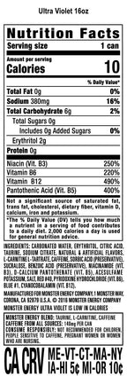 Monster Energy Ultra Violet, Sugar Free Energy Drink, 16 Ounce