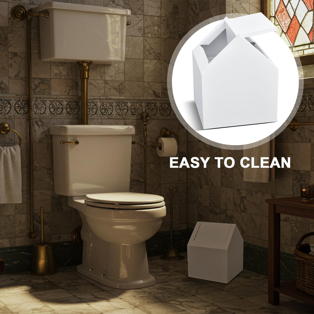 Kritkin 1 Pack Double Entry Sanitary Napkin Receptacle Swing Top, White