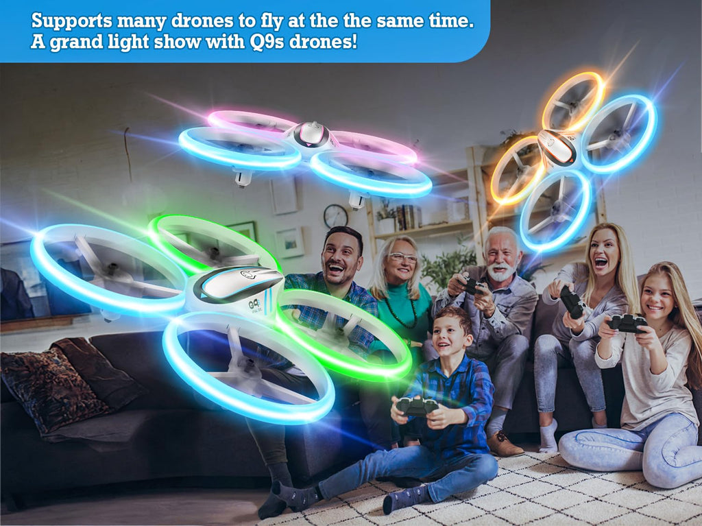 Q9s Drones for Kids,Cool RC Drone with Altitude Hold and Headless Mode,Hobby Quadcopter with Blue&Orange Light,2 Batteries and Remote Control,Birthday and Xmas Gifts Toys for Boys and Girls,Orange