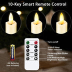 KSWING Upgraded Real Wax Short LED Flameless Taper Candles with Remote, 6 PCS Ivory Candlesticks Battery Operated 3D Flickering - 6" Realistic Fake Candle Sticks for Home/Wedding/Fireplace Xmas Decor