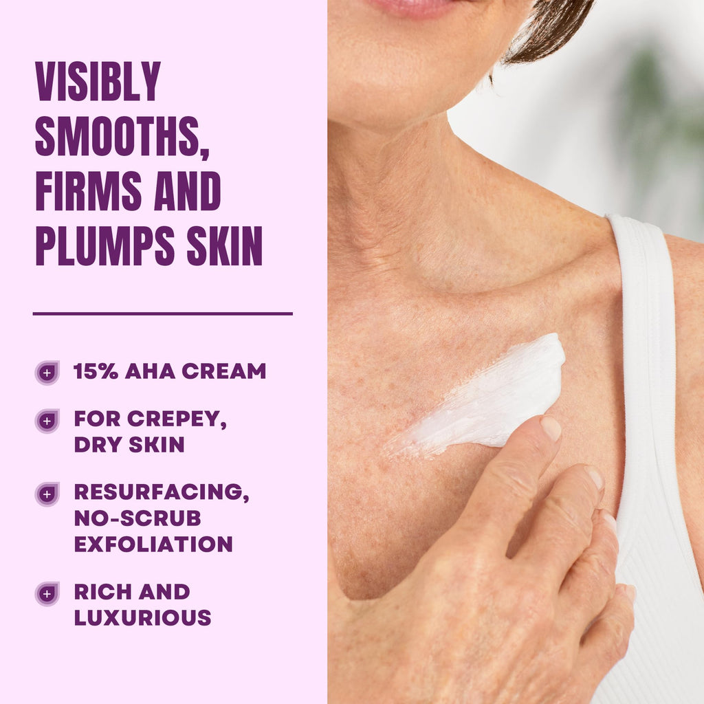 AmLactin Crepe Firming Cream - Therapeutic Skin Tightening Cream for Body – No-Scrub Exfoliator and Moisturizer, Skin Care with 15% Lactic Acid AHA, 12 oz (Packaging May Vary)