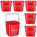 Roshtia 6 Pcs 3 Quart Cleaning Bucket Small Sanitizing Square Bucket Detergent Pail for Home Commercial Restaurant Kitchen Office School (Red)
