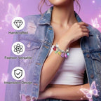 Bracelets Inspired by KATSEYE Merch for Fans, Guardian Shield, Limitless Key, Stellar Tiara, Dual Cherry, Dream Anchor, Soothing Shell with Pink K-pop Style Card for Concert Outfits Gifts (7.5, Inches)