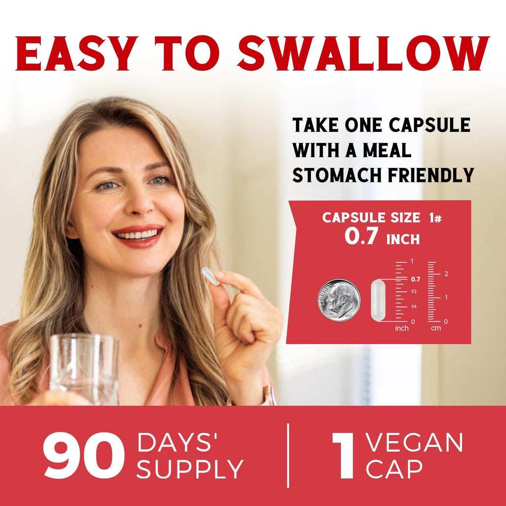 Iron Supplement for Women & Men, with Vitamins C, B6, B12 & Folate for Iron Deficiency, Blood Building & Energy Support, Stomach Friendly, Better Absorption, Non-GMO, No Gluten, 90 Vegan Caps
