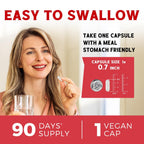 Iron Supplement for Women & Men, with Vitamins C, B6, B12 & Folate for Iron Deficiency, Blood Building & Energy Support, Stomach Friendly, Better Absorption, Non-GMO, No Gluten, 90 Vegan Caps