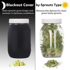 Complete Sprouting Jar Kit| 2 Wide Mouth Mason Jars, 316 Screen Sprout Lids, Blackout Sleeves, Tray, Stand| Sprouter Set for Growing Broccoli, Alfalfa and More-Seeds not Included