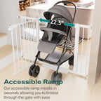 Cumbor 43.5" Auto Close Safety Baby Gate, Extra Tall and Wide Child Gate, Easy Walk Thru Durability Dog Gate for The House, Stairs, Doorways. Includes 4 Wall Cups, 2.75-Inch and 8.25-Inch Extension, W