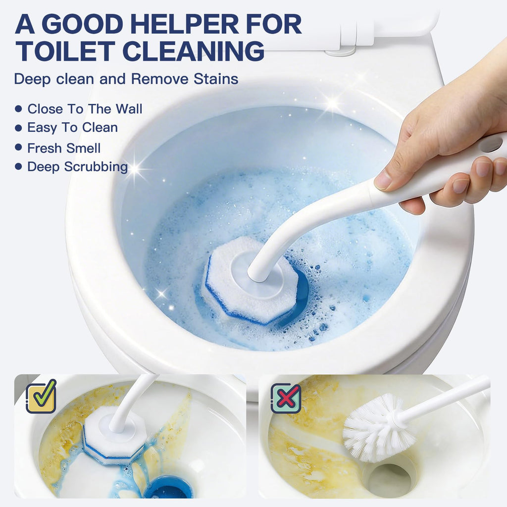 Gkweres 100PC Toilet Bowl Wand Refills, Disposable Toilet Brush Heads, Upgraded Toilet Scrubber Refill, Toilet Cleaner Refill Pads with Most Toilet Brushes for Easy Bathroom Cleaning