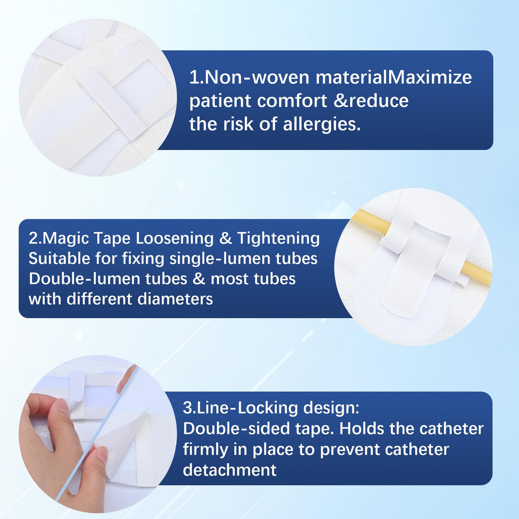 BeHerk Foley Catheter Stabilization Device, Self Adhesive Catheter Tube Urinary Leg Bag Holder Sticker, Catheter Supplies for PEG/G/Feeding Tube Holder Accessories, Pack of 10