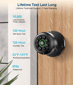 Fingerprint Door Lock, Smart Fingerprint Door Knob with Keypad, Biometric Door Lock with App Control, Auto Lock Door Lock with Code, Keyless Door Knob with Lock for Bedroom, Home-K10plus Matte Black
