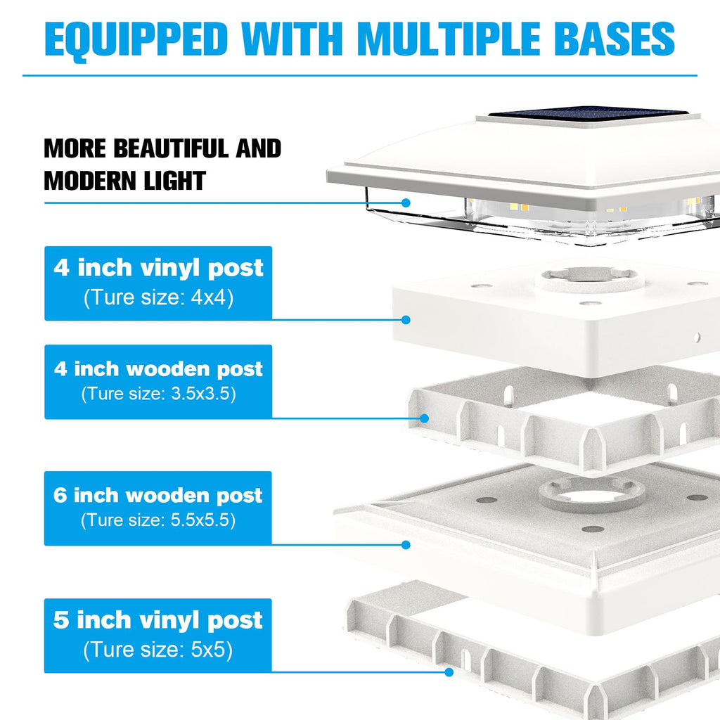VOLISUN Solar Post Cap Light Outdoor Waterproof 12pack,Solar Fence - Post Lights for 4x4 5x5 6x6 Wooden/Vinyl Post,White Deck Cap Light Solar Powered with Warm White for Garden/Patio/Porch