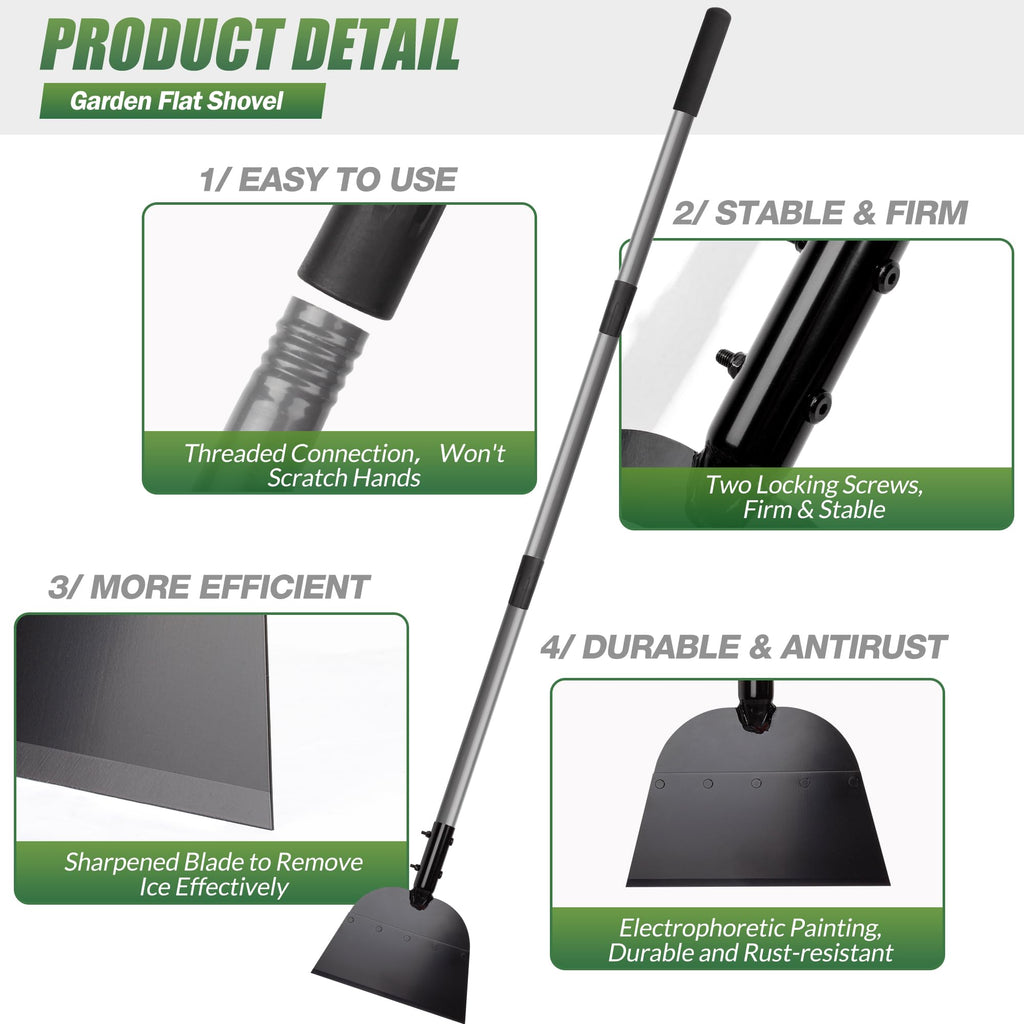 Walensee Floor Scraper, Long Handle Flat Shovel for Weeding and Lawn Edging