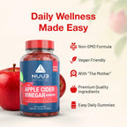 NUU3 Apple Cider Vinegar Gummies - Support for Energy, Immunity & Gut Health - Folate, Iodine, Pomegranate, Beet Root, Vitamins B-6 & 12 - (60 Count, Pack of 1)