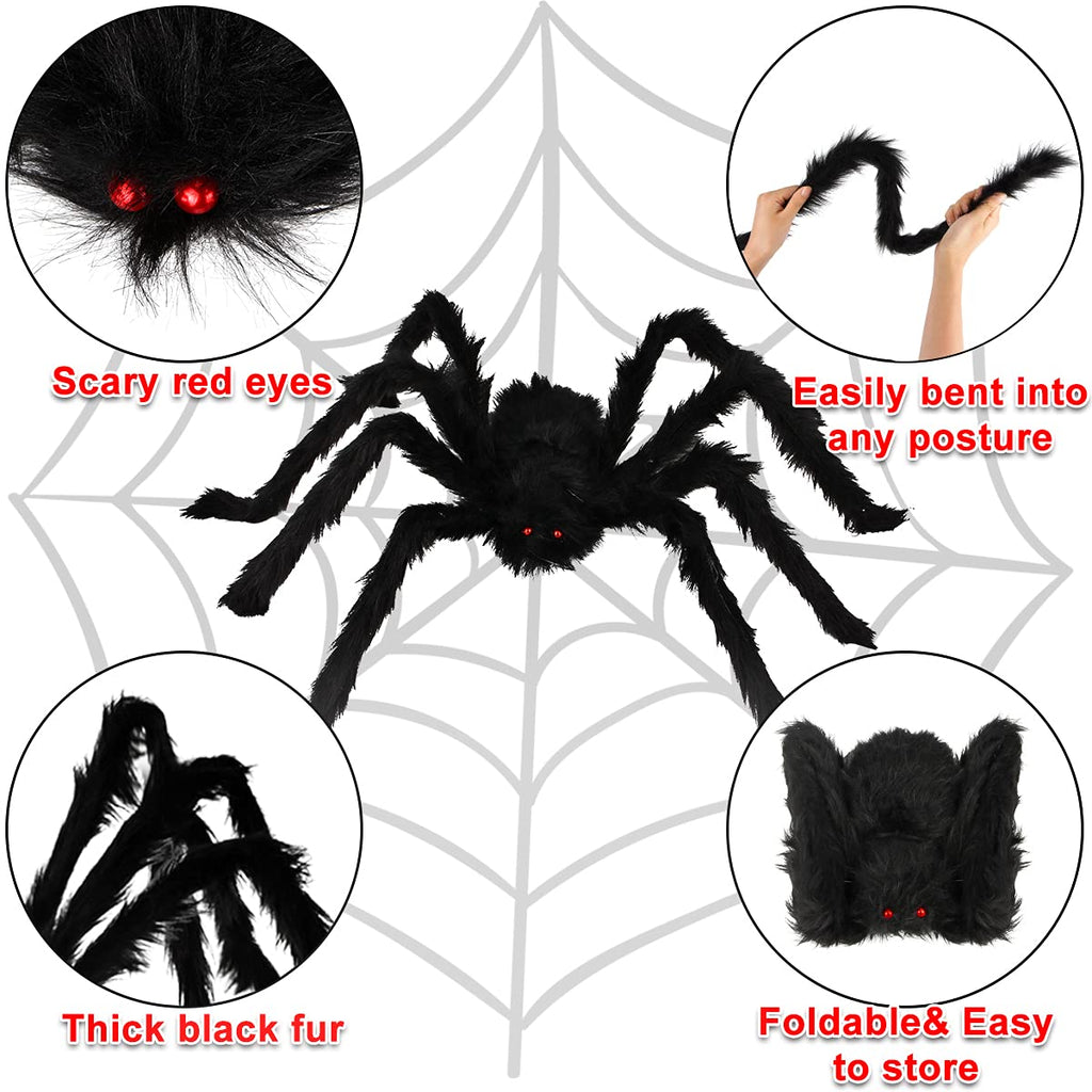 Boogem Halloween Spider Decorations 6 Pack: Giant Spider Outdoor Decoration